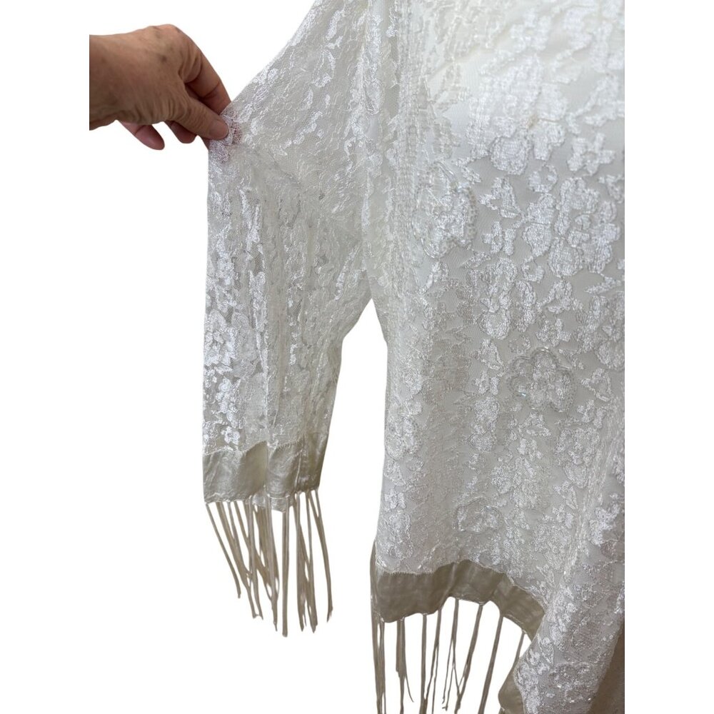 NEW Vintage-Inspired Lace Asymmetrical Top 2X Fringe Hem Angelcore Cottage Core - Picture 12 of 16